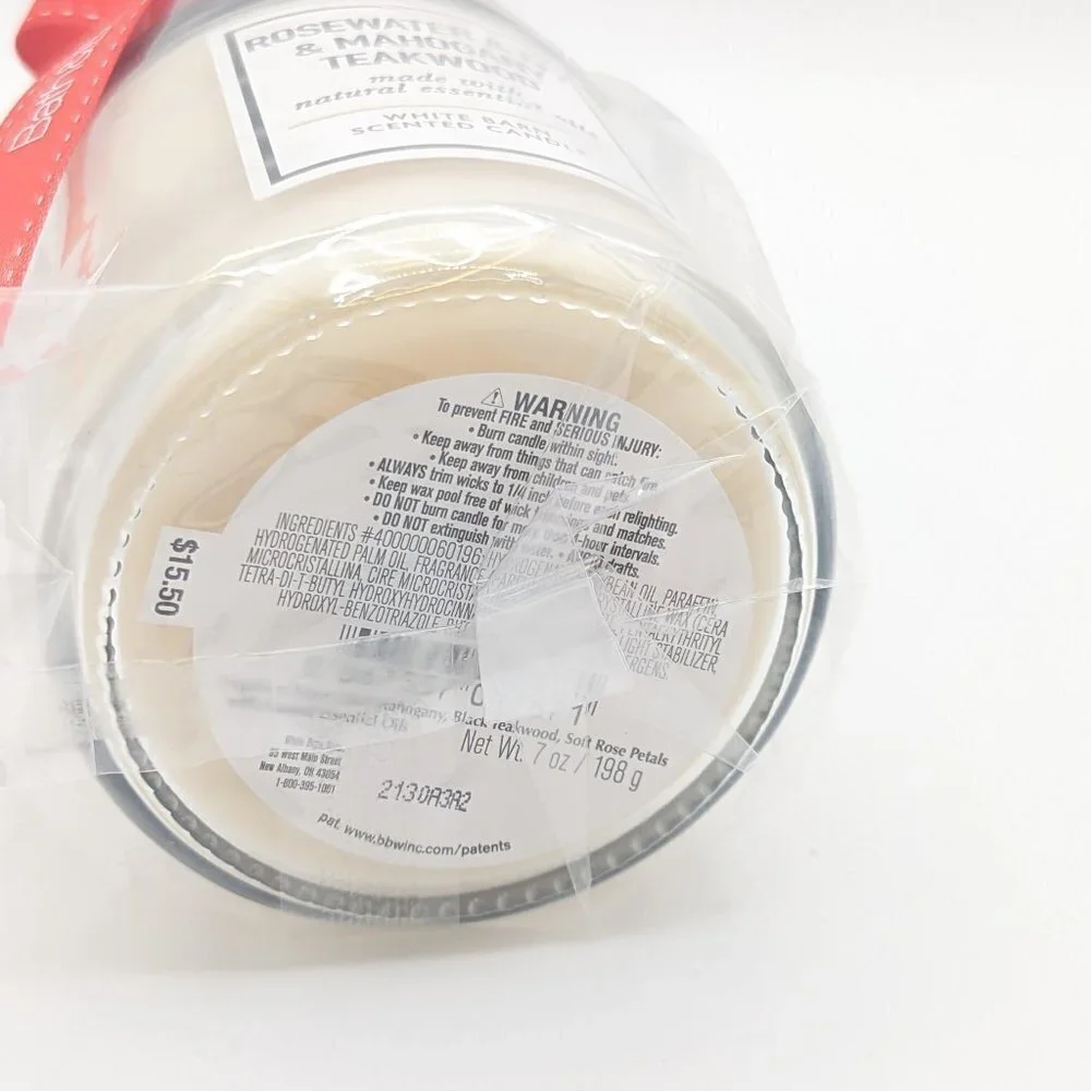 NWT Bath & Body Works Rosewater Ivy Mahogany Teakwood Candle White Barn‎ Oil
